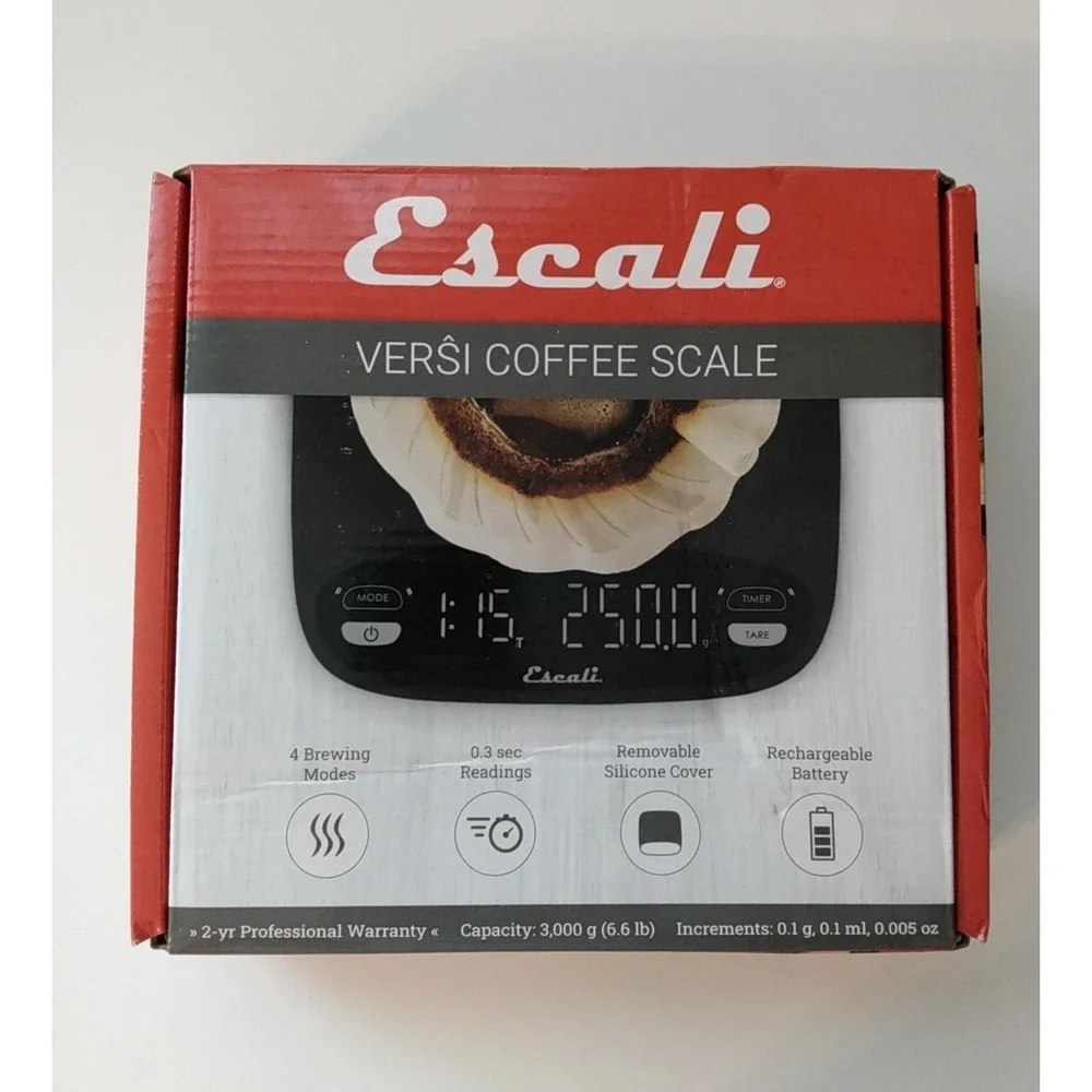 Escali Versi Digital Coffee Scale with Timer, 6.6 lb Capacity, Black Model CF63B